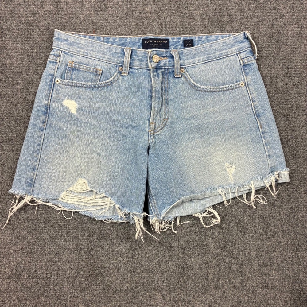 Lucky Brand Womens Size 6 28 Light Wash Distressed Denim Cutoff Shorts